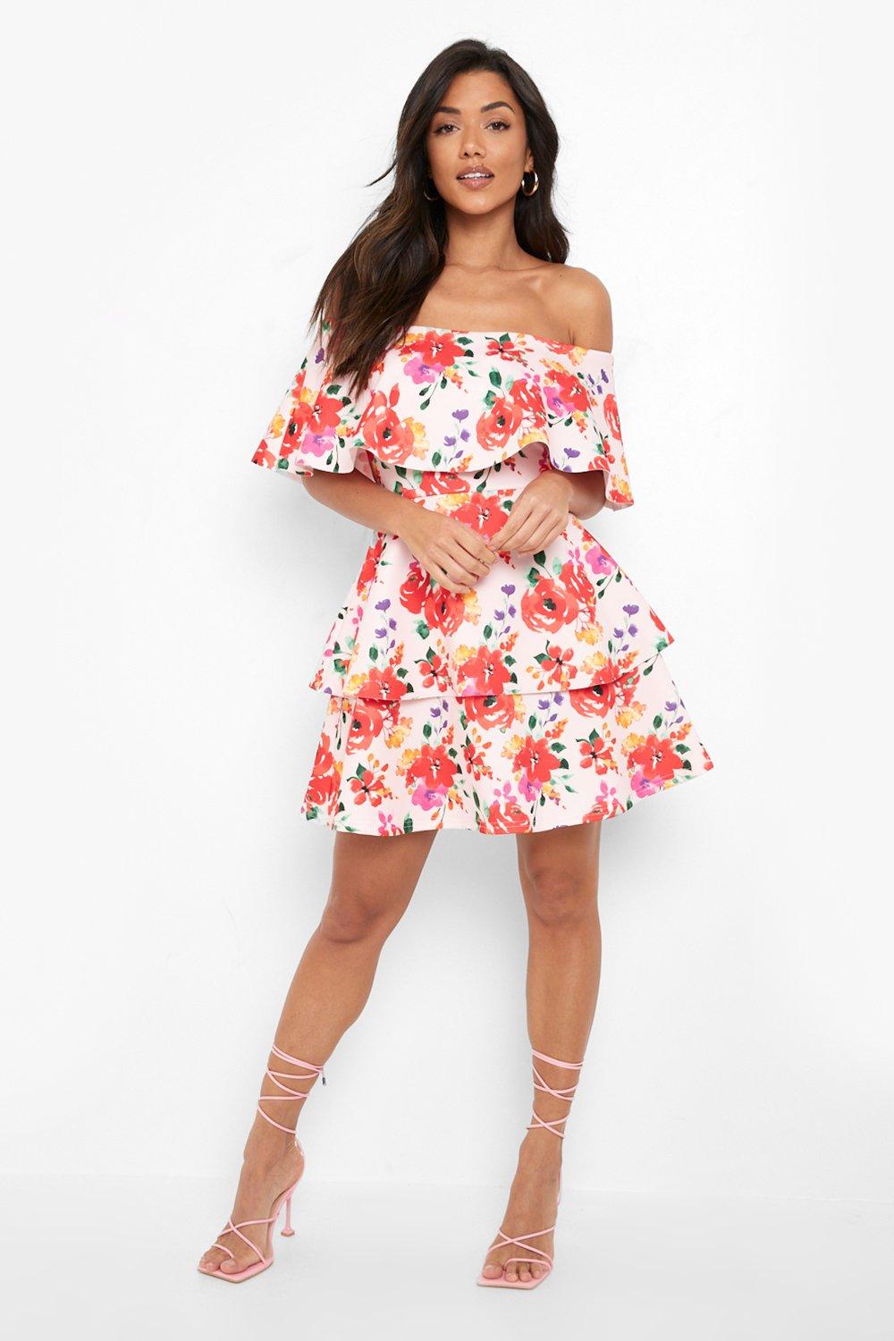 Boohoo bardot skater dress hotsell